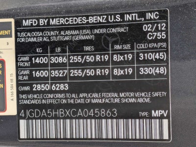 2012 Mercedes-Benz M-Class ML 350