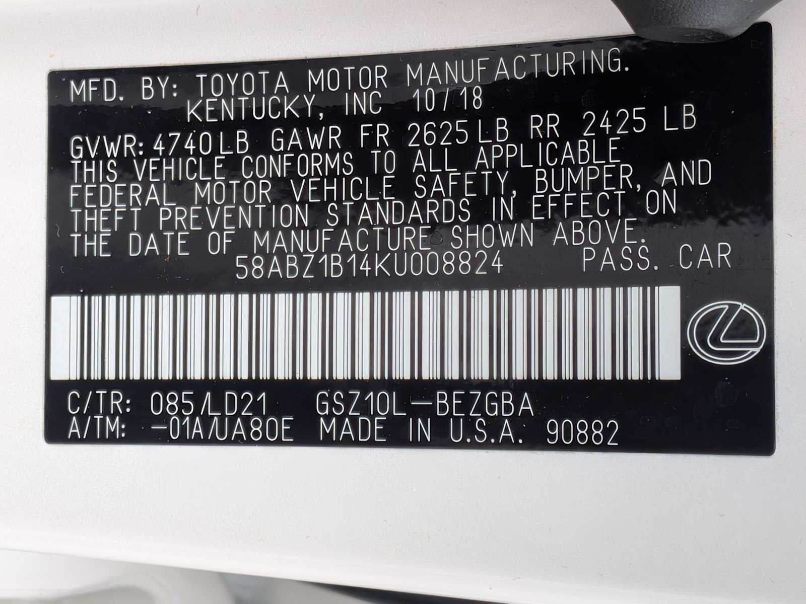 2019 Lexus ES ES 350