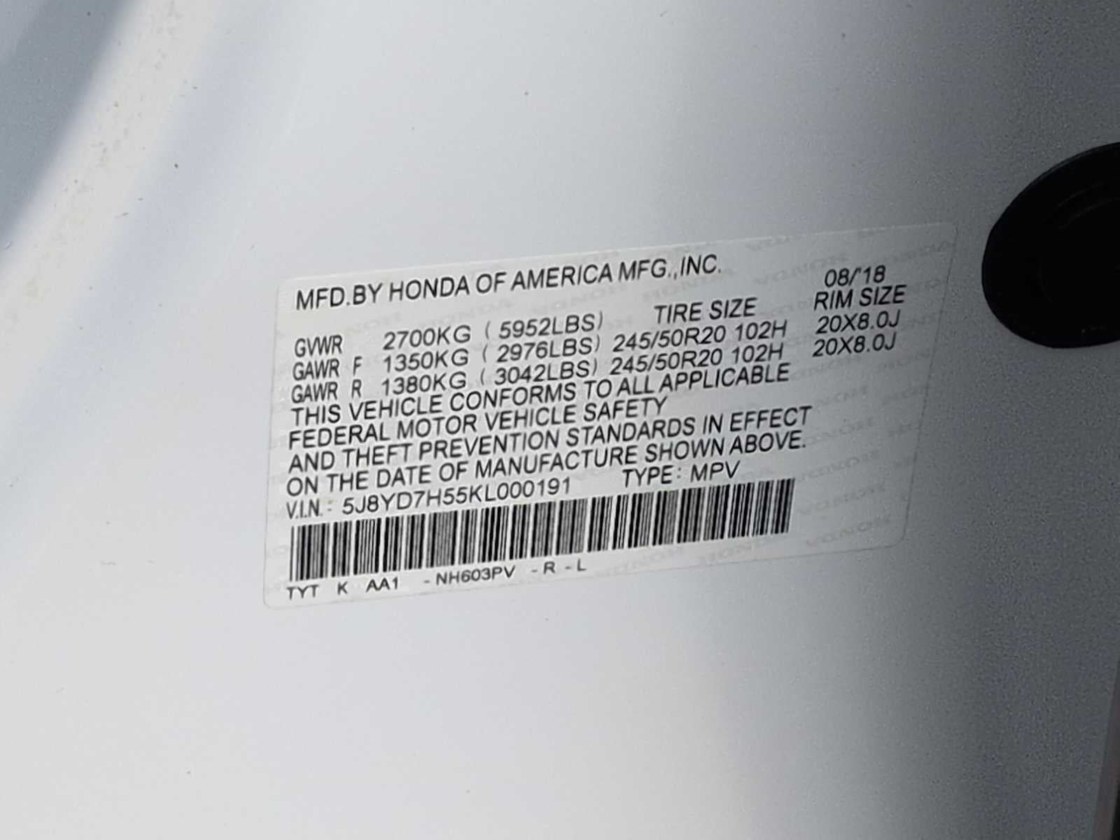 2019 Acura MDX Sport Hybrid w/Technology Pkg