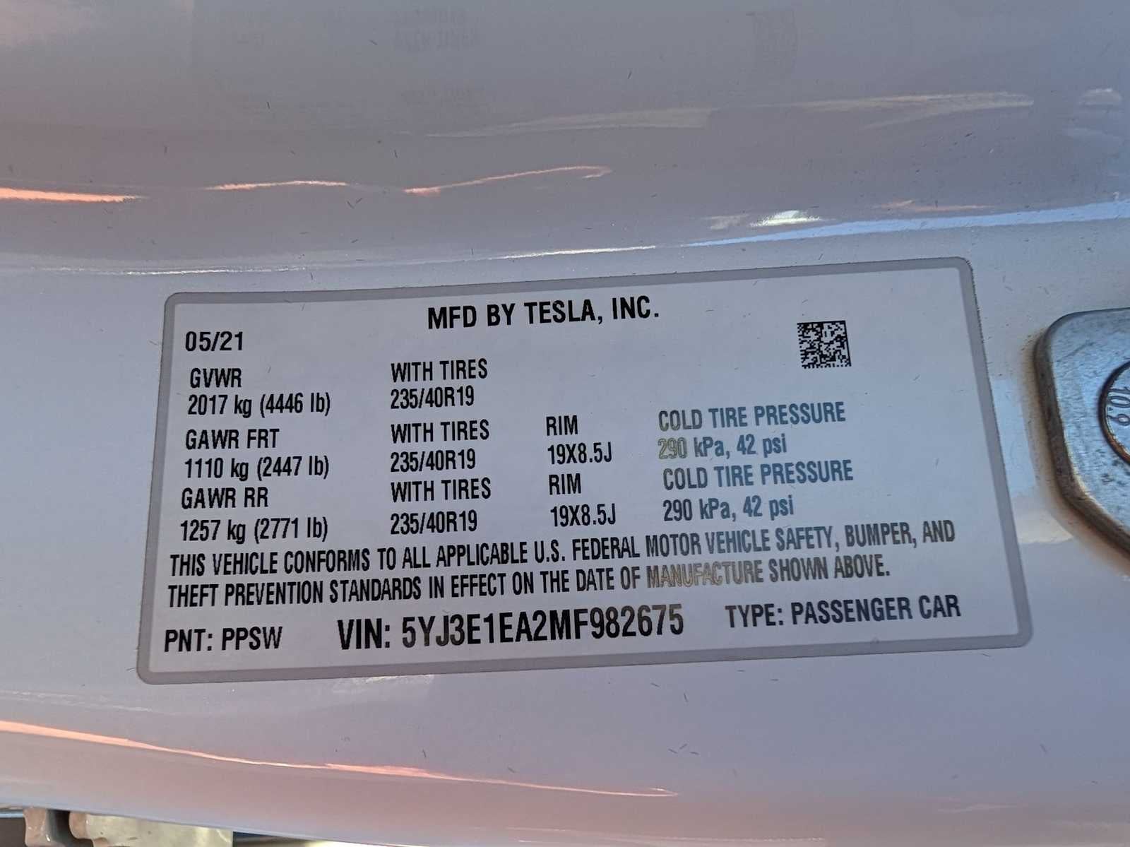 2021 Tesla Model 3 Standard Range Plus