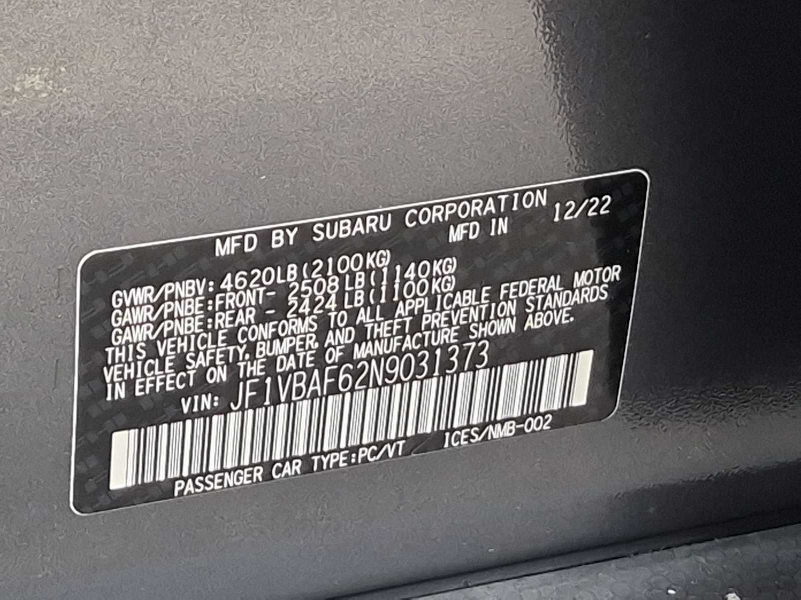 2022 Subaru WRX Premium
