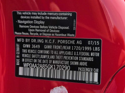 2016 Porsche Cayman 2dr Cpe