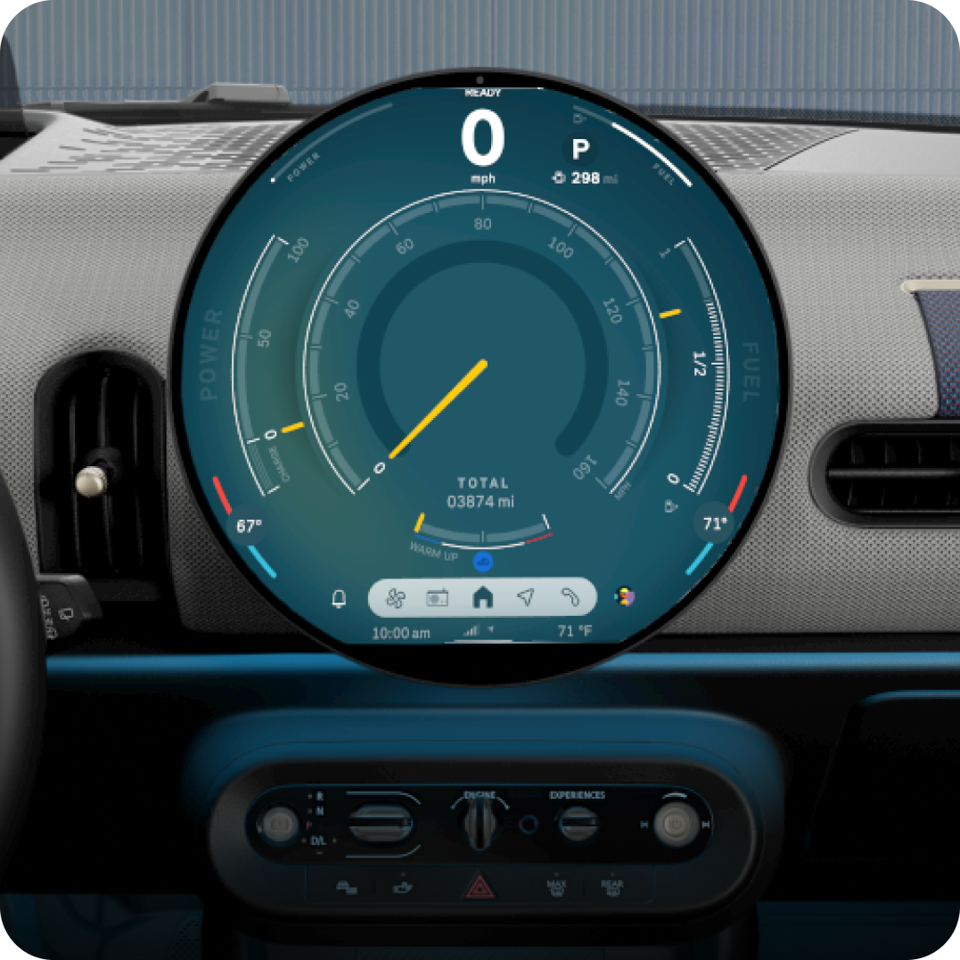 Close-up of the MINI OLED Display.