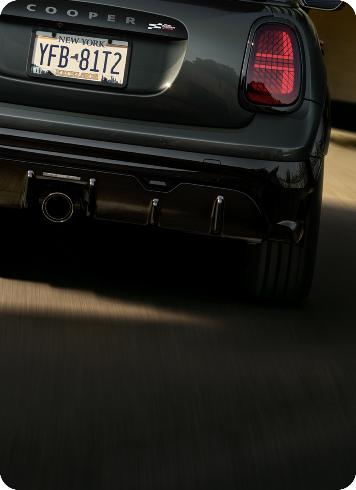 The rear exterior of the MINI JCW Convertible.