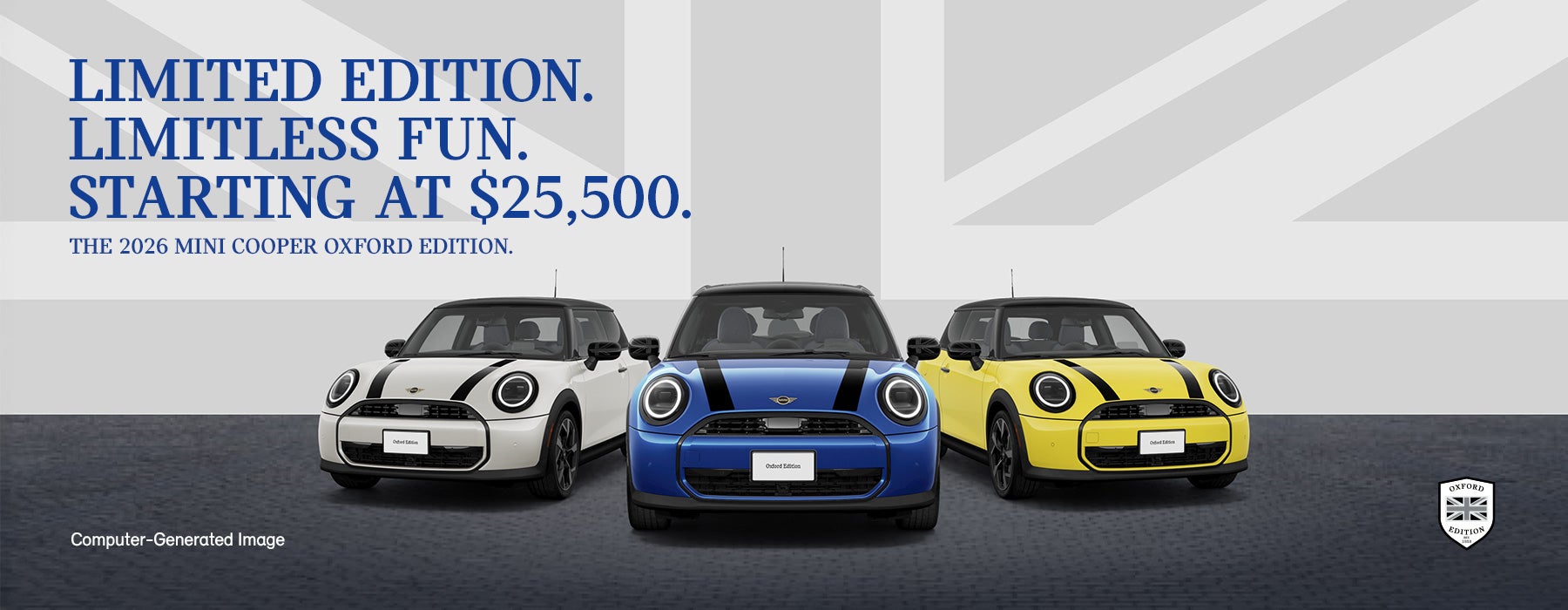 3 front facing MINI Cooper Oxford Editions